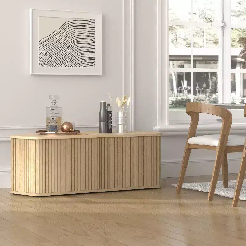 Meuble TV d'angle Galano avec portes cannelées 43,3 L 20,0 P 14,8 H