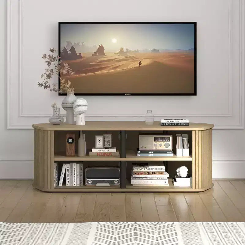 Meuble TV d'angle Galano avec portes cannelées 43,3 L 20,0 P 14,8 H
