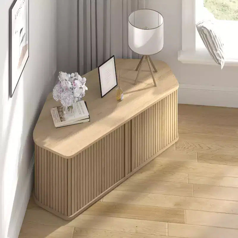 Meuble TV d'angle Galano avec portes cannelées 43,3 L 20,0 P 14,8 H