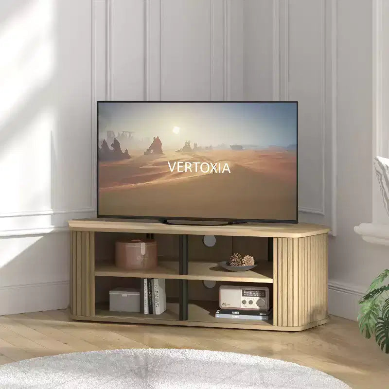 Meuble TV d'angle Galano avec portes cannelées 43,3 L 20,0 P 14,8 H