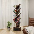 Bibliothèque Arbre à 9 niveaux, Étagère étroite et haute avec tiroir de rangement, Organisateur de livres, CD, pour Chambre, Salon, Bureau à domicile