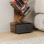 Bibliothèque Arbre à 9 niveaux, Étagère étroite et haute avec tiroir de rangement, Organisateur de livres, CD, pour Chambre, Salon, Bureau à domicile
