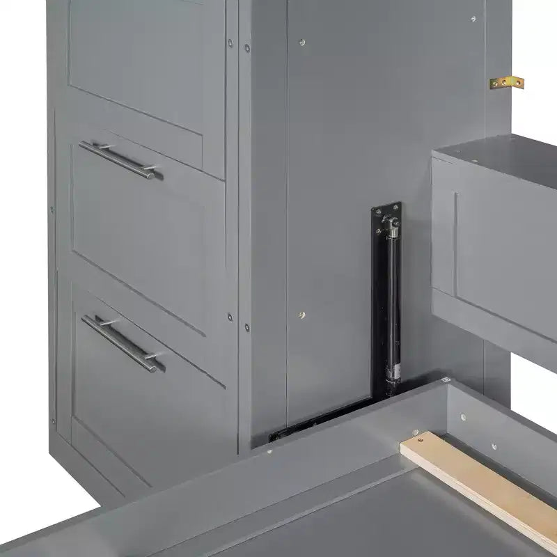 Lit escamotable Queen size avec 2 placards latéraux, tiroirs et étagères, lit mural pliant pour chambre d'amis, chambre à coucher, bureau.