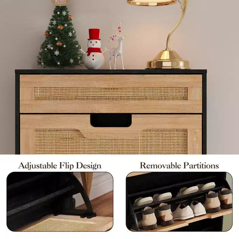 Meuble à chaussures avec 3 portes basculantes, Meuble à chaussures avec étagère réglable, Organisateur de chaussures pour entrée, couloir, salon