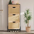 Meuble à chaussures avec 3 portes basculantes, Meuble à chaussures avec étagère réglable, Organisateur de chaussures pour entrée, couloir, salon