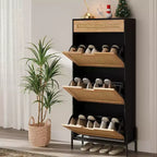 Meuble à chaussures avec 3 portes basculantes, Meuble à chaussures avec étagère réglable, Organisateur de chaussures pour entrée, couloir, salon