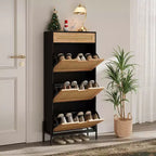 Meuble à chaussures avec 3 portes basculantes, Meuble à chaussures avec étagère réglable, Organisateur de chaussures pour entrée, couloir, salon