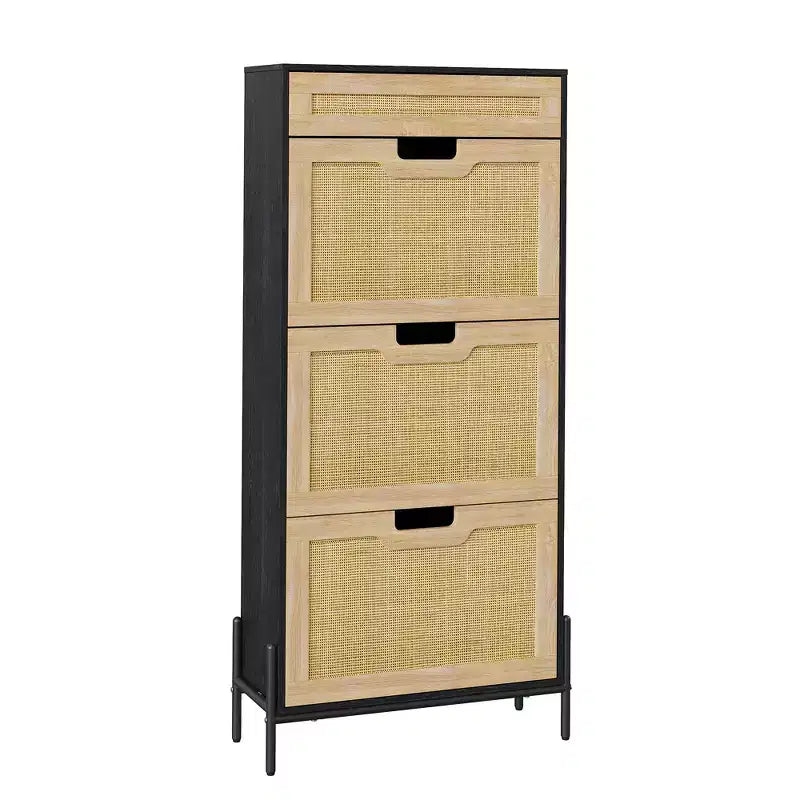 Meuble à chaussures avec 3 portes basculantes, Meuble à chaussures avec étagère réglable, Organisateur de chaussures pour entrée, couloir, salon