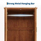 Armoire penderie en V avec 2 portes et 2 tiroirs, 180,5 cm, Armoire de rangement haute en bois de style rustique pour chambre à coucher avec tringle de suspension, Grande capacité