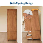 Armoire penderie en V avec 2 portes et 2 tiroirs, 180,5 cm, Armoire de rangement haute en bois de style rustique pour chambre à coucher avec tringle de suspension, Grande capacité