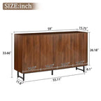 GDFStudio Pina Armoire de rangement moderne en bois de style Mid-Century de 150 cm avec 4 portes et 8 compartiments
