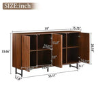 GDFStudio Pina Armoire de rangement moderne en bois de style Mid-Century de 150 cm avec 4 portes et 8 compartiments