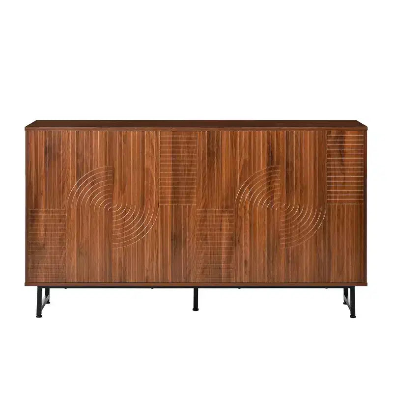 GDFStudio Pina Armoire de rangement moderne en bois de style Mid-Century de 150 cm avec 4 portes et 8 compartiments