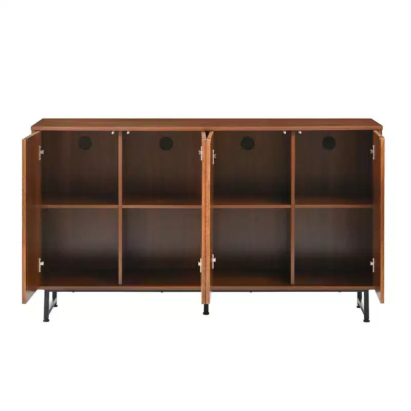 GDFStudio Pina Armoire de rangement moderne en bois de style Mid-Century de 150 cm avec 4 portes et 8 compartiments