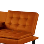 Canapé-lit futon Royal Hampton, plateau rabattable, porte-gobelets, similicuir orange