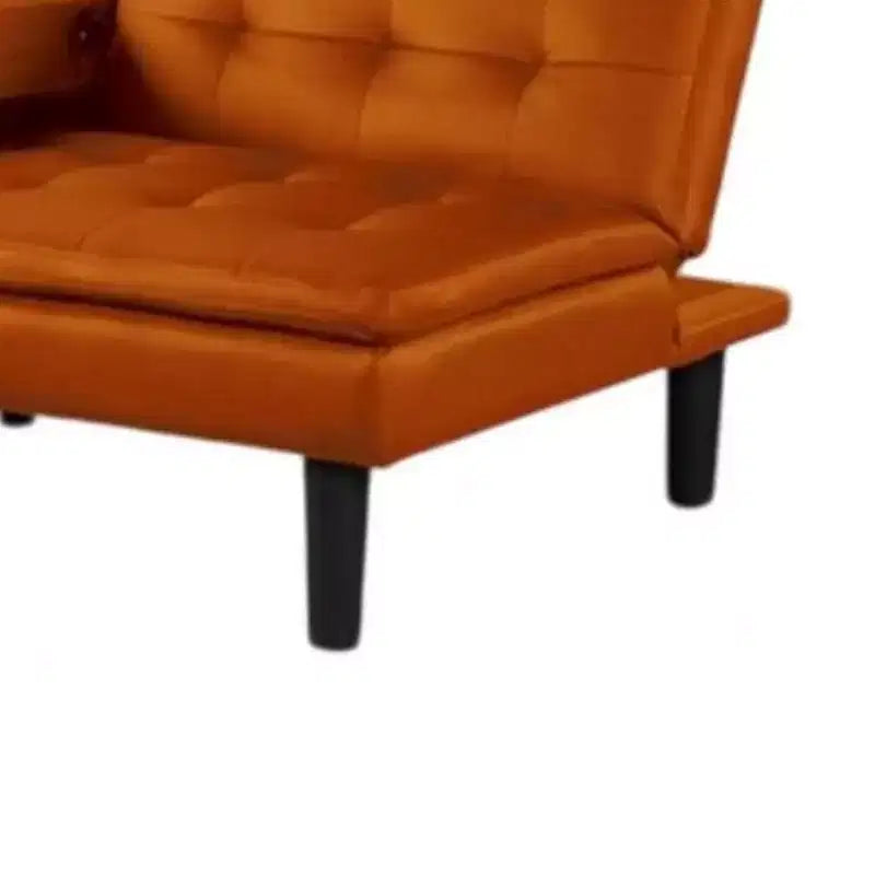 Canapé-lit futon Royal Hampton, plateau rabattable, porte-gobelets, similicuir orange