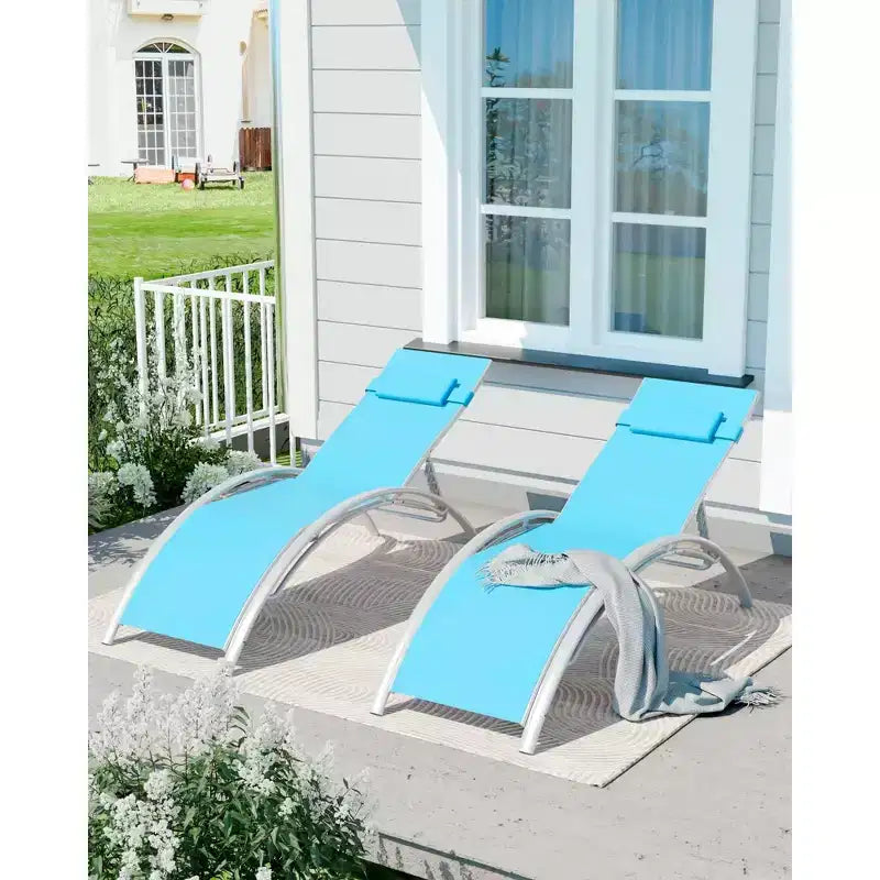 COZONY Lot de 2 chaises longues de patio, chaises inclinables d'extérieur avec dossier réglable en maille textilène pour piscine, balcon et jardin