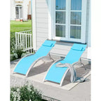 COZONY Lot de 2 chaises longues de patio, chaises inclinables d'extérieur avec dossier réglable en maille textilène pour piscine, balcon et jardin