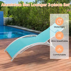 COZONY Lot de 2 chaises longues de patio, chaises inclinables d'extérieur avec dossier réglable en maille textilène pour piscine, balcon et jardin