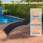 COZONY Lot de 2 chaises longues de patio, chaises inclinables d'extérieur avec dossier réglable en maille textilène pour piscine, balcon et jardin