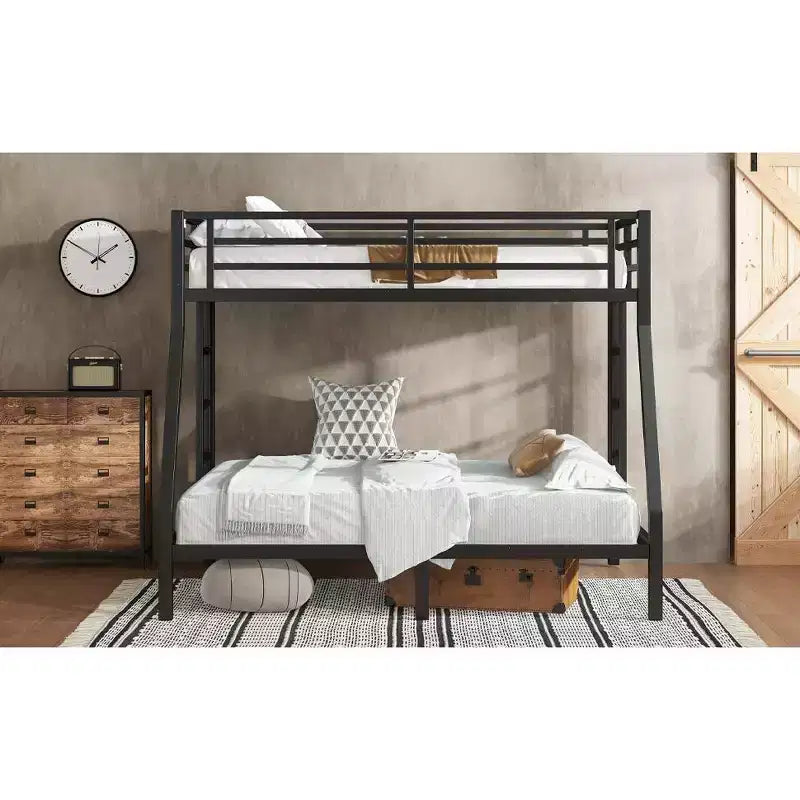 Bellemave Lit Superposé en Métal Jumeau sur Double pour Adolescents et Adultes, Gain de Place, Silencieux, Rangement Sous Le Lit, Barrières de Sécurité, Montage Facile