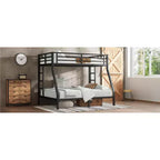 Bellemave Lit Superposé en Métal Jumeau sur Double pour Adolescents et Adultes, Gain de Place, Silencieux, Rangement Sous Le Lit, Barrières de Sécurité, Montage Facile