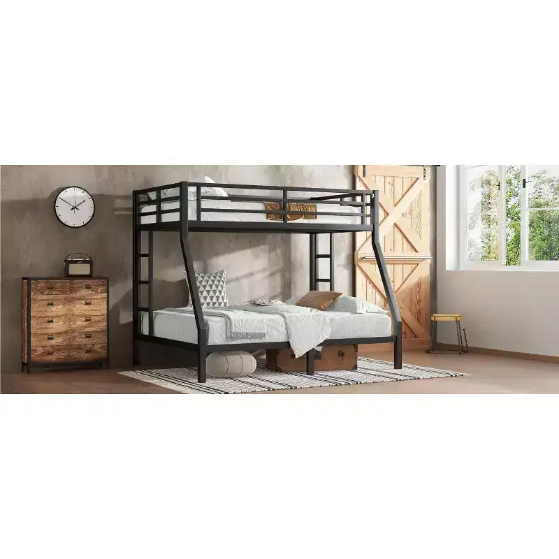 Bellemave Lit Superposé en Métal Jumeau sur Double pour Adolescents et Adultes, Gain de Place, Silencieux, Rangement Sous Le Lit, Barrières de Sécurité, Montage Facile