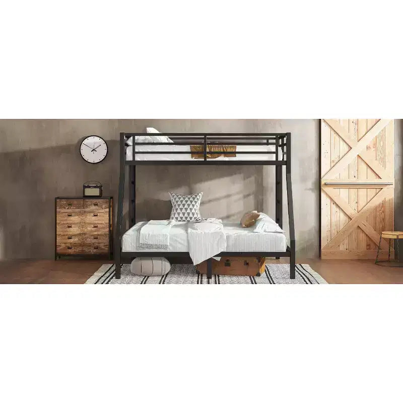 Bellemave Lit Superposé en Métal Jumeau sur Double pour Adolescents et Adultes, Gain de Place, Silencieux, Rangement Sous Le Lit, Barrières de Sécurité, Montage Facile