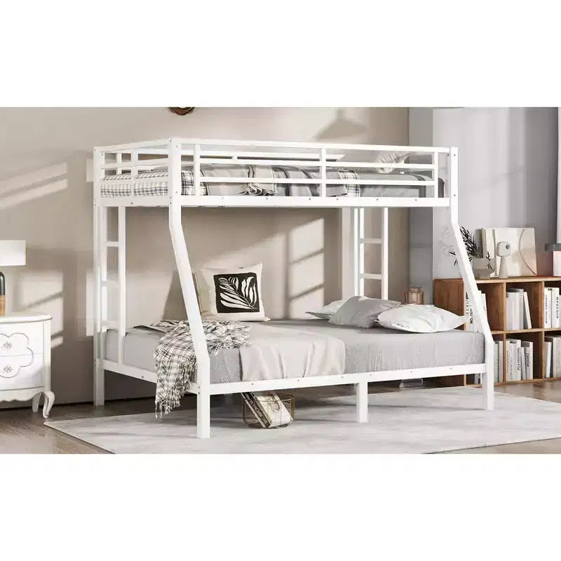 Bellemave Lit Superposé en Métal Jumeau sur Double pour Adolescents et Adultes, Gain de Place, Silencieux, Rangement Sous Le Lit, Barrières de Sécurité, Montage Facile