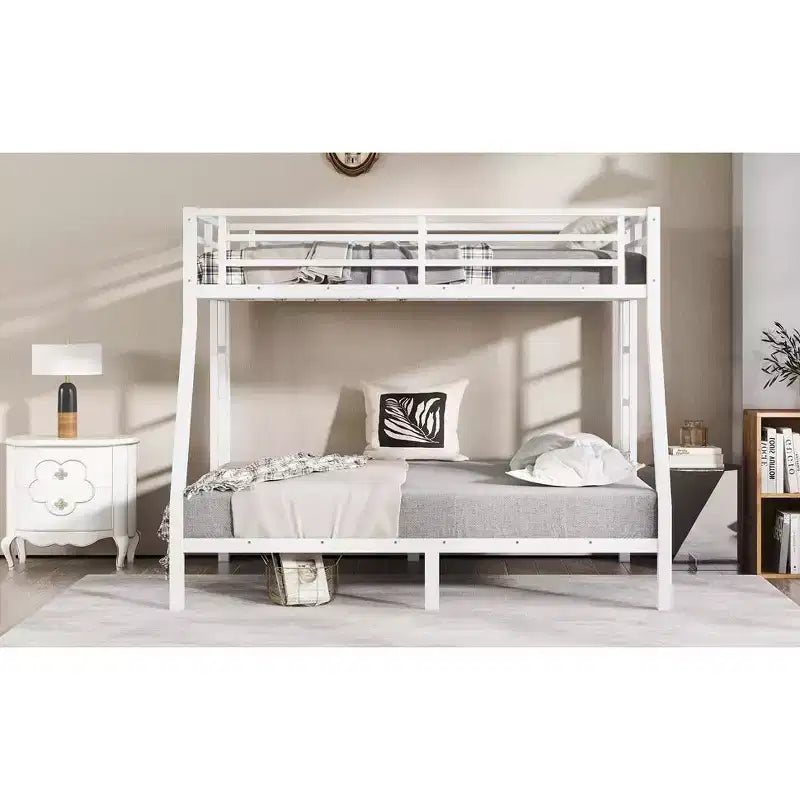 Bellemave Lit Superposé en Métal Jumeau sur Double pour Adolescents et Adultes, Gain de Place, Silencieux, Rangement Sous Le Lit, Barrières de Sécurité, Montage Facile