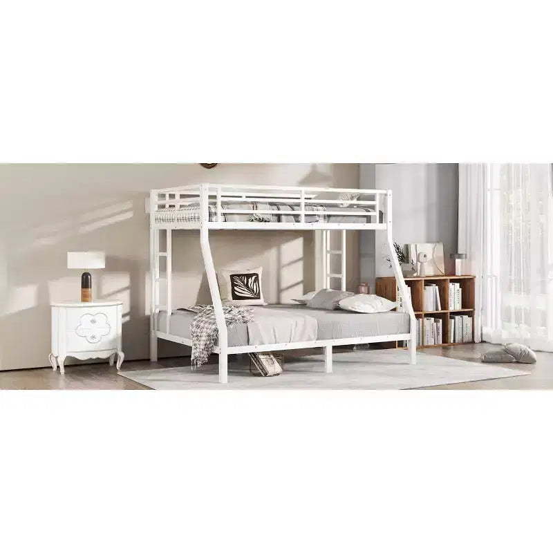 Bellemave Lit Superposé en Métal Jumeau sur Double pour Adolescents et Adultes, Gain de Place, Silencieux, Rangement Sous Le Lit, Barrières de Sécurité, Montage Facile