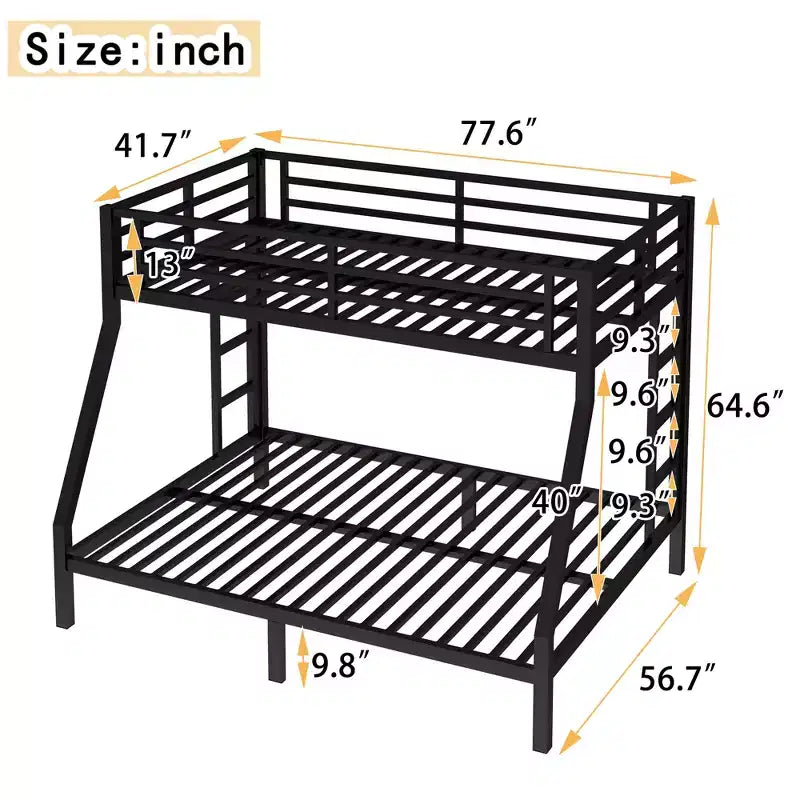Bellemave Lit Superposé en Métal Jumeau sur Double pour Adolescents et Adultes, Gain de Place, Silencieux, Rangement Sous Le Lit, Barrières de Sécurité, Montage Facile