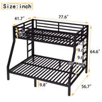 Bellemave Lit Superposé en Métal Jumeau sur Double pour Adolescents et Adultes, Gain de Place, Silencieux, Rangement Sous Le Lit, Barrières de Sécurité, Montage Facile
