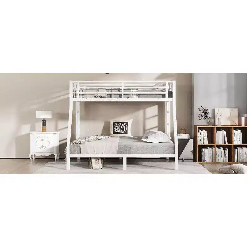 Bellemave Lit Superposé en Métal Jumeau sur Double pour Adolescents et Adultes, Gain de Place, Silencieux, Rangement Sous Le Lit, Barrières de Sécurité, Montage Facile
