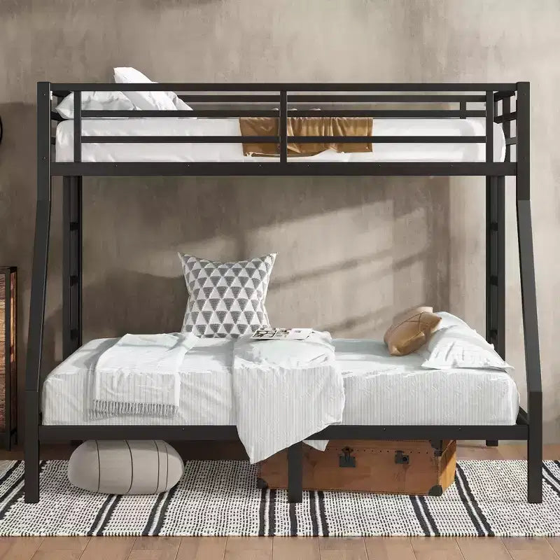 Bellemave Lit Superposé en Métal Jumeau sur Double pour Adolescents et Adultes, Gain de Place, Silencieux, Rangement Sous Le Lit, Barrières de Sécurité, Montage Facile