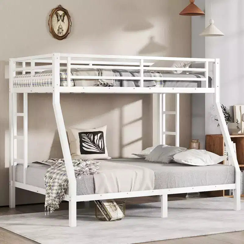 Bellemave Lit Superposé en Métal Jumeau sur Double pour Adolescents et Adultes, Gain de Place, Silencieux, Rangement Sous Le Lit, Barrières de Sécurité, Montage Facile