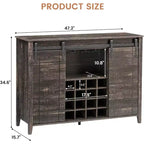 Meuble de Bar à Vin en Bois de 47" avec Porte Coulissante, Meuble Moderne pour Alcool, Whisky, Café avec Casier à Vin et Porte-Verres