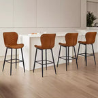VECELO Lot de 2/4 tabourets de bar en similicuir avec pieds en métal et repose-pieds, hauteur de comptoir, marron