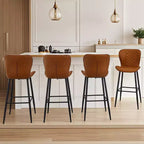 VECELO Lot de 2/4 tabourets de bar en similicuir avec pieds en métal et repose-pieds, hauteur de comptoir, marron