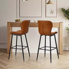 VECELO Lot de 2/4 tabourets de bar en similicuir avec pieds en métal et repose-pieds, hauteur de comptoir, marron