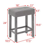 Ensemble de table à manger et de tabourets de bar Okak 4 pièces de style ferme pour cuisine, salle à manger, ensemble de table de petit-déjeuner en bois massif avec prise de courant