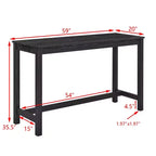 Ensemble de table à manger et de tabourets de bar Okak 4 pièces de style ferme pour cuisine, salle à manger, ensemble de table de petit-déjeuner en bois massif avec prise de courant