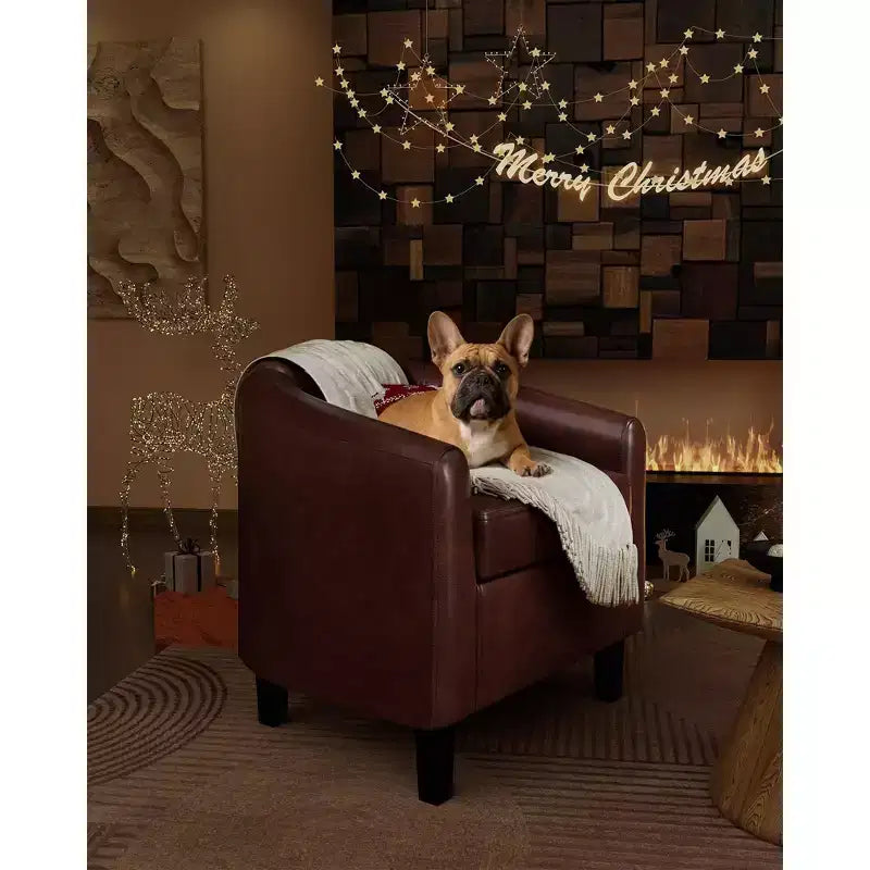Fauteuil barillet d'appoint en similicuir GustoWave avec assise moelleuse, fauteuil à dossier en U pour salon, chambre ou bureau