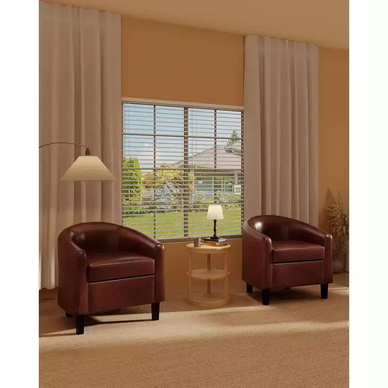 Fauteuil barillet d'appoint en similicuir GustoWave avec assise moelleuse, fauteuil à dossier en U pour salon, chambre ou bureau