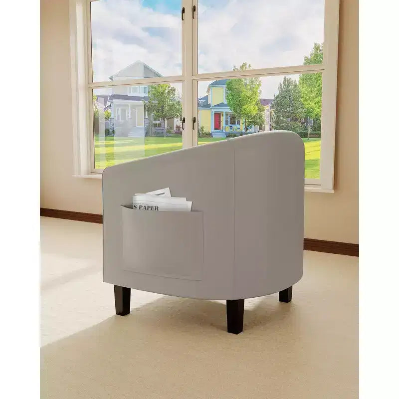 Fauteuil barillet d'appoint en similicuir GustoWave avec assise moelleuse, fauteuil à dossier en U pour salon, chambre ou bureau