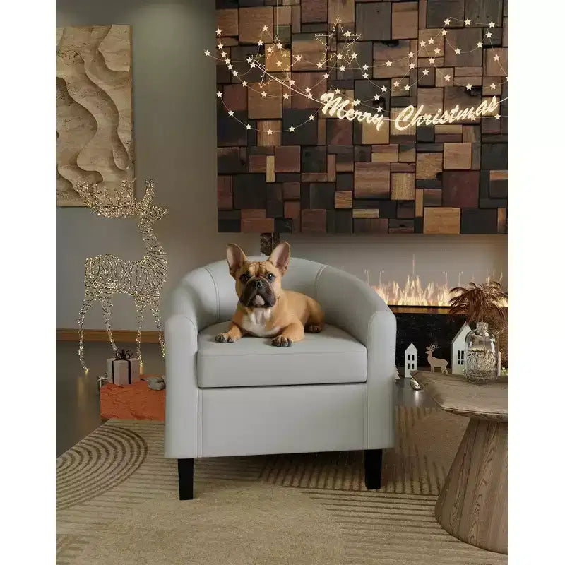 Fauteuil barillet d'appoint en similicuir GustoWave avec assise moelleuse, fauteuil à dossier en U pour salon, chambre ou bureau