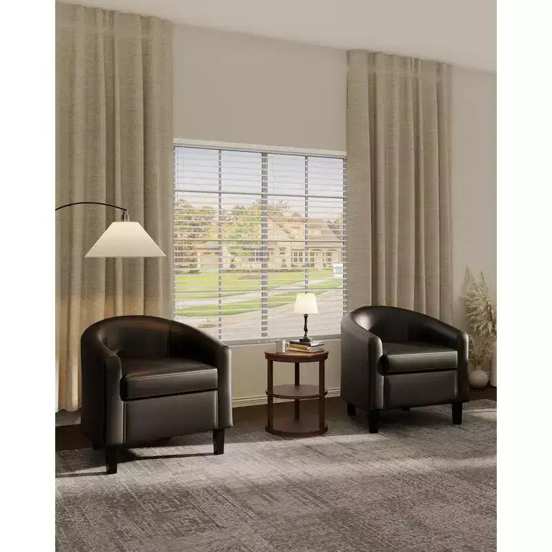 Fauteuil barillet d'appoint en similicuir GustoWave avec assise moelleuse, fauteuil à dossier en U pour salon, chambre ou bureau