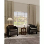 Fauteuil barillet d'appoint en similicuir GustoWave avec assise moelleuse, fauteuil à dossier en U pour salon, chambre ou bureau