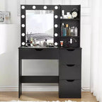 Vanity Desk with Mirror, Modern Makeup Vanity Table with 4 Drawers and 3 Storage Shelves Dressing Table for Bedroom, Dressing Room, Cloakroom