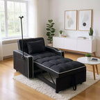 MAYEERTY Canapé-Lit Convertible 2-en-1 avec Lit Gigogne, Canapé Double Moderne, Lit Ajustable pour Salon, Noir